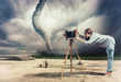 Illustration: photographer and tornado photographer and tornado
