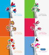 six flower design element background.