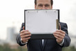 businessman with a blank form