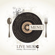 musical cafe menu with cutlery