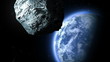 asteroid flies to the Earth, 3d animation