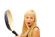 young beautiful girl with pan
