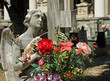 angel holding flowers on monumental cemetery