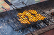 Photo: Barbecue. Meat fried in a lattice on coals Barbecue. Meat fried in a lattice on coals