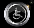 disabled Stickman in wheelchair metal vector illustration