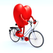 heart riding a bicycle