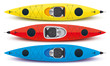 illustration of colored kayaks