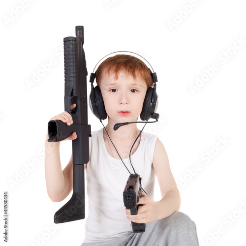 Photo: Boy and weapon Boy and weapon