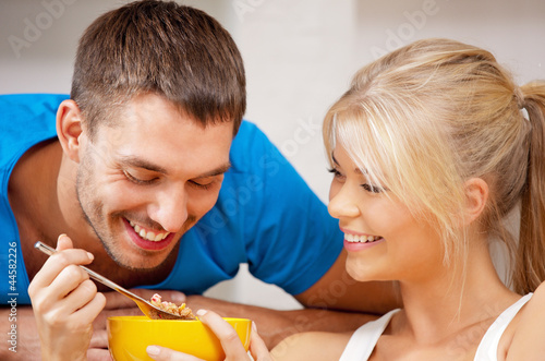 Photo: happy couple at home happy couple at home