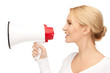 happy woman with megaphone