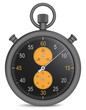 Precision. Abstract Stopwatch in matte black metal and orange.