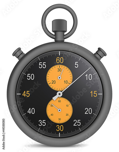 Photo: Precision. Abstract Stopwatch in matte black metal and orange. Precision. Abstract Stopwatch in matte black metal and orange.
