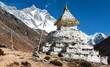 buddhist stupa with mount Lhotse - way to everest base camp