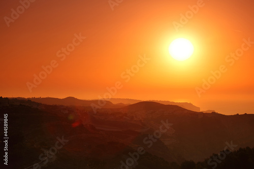 Photo: Summer landscape in mountains with the sun Summer landscape in mountains with the sun