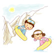 Lovers of snowboarding trip