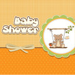 baby shower card with teddy bear in a swing