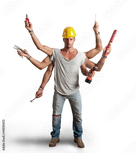 Photo: Multitasking worker conept Multitasking worker conept