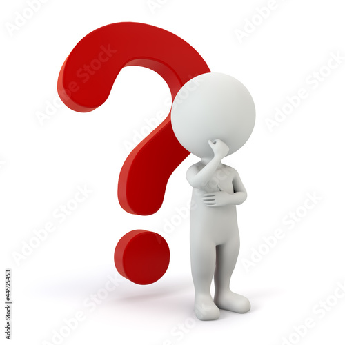 Illustration: 3d small people question mark 3d small people question mark