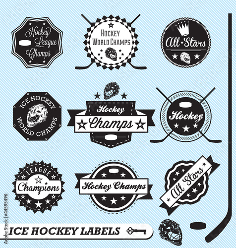 Vector: Vector Set: Ice Hockey League Labels and Stickers Vector Set: Ice Hockey League Labels and Stickers