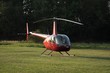 Helicopter to runway at sunset