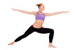 Woman doing warrior yoga pose