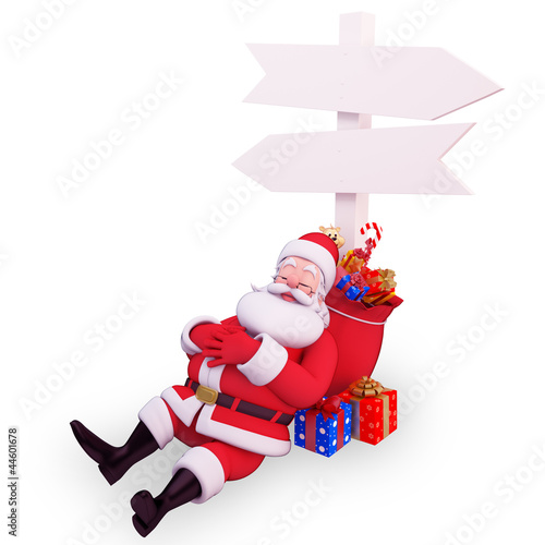 Illustration: santa with sign and gifts santa with sign and gifts