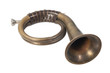 bronze hunting horn isolated on a white background
