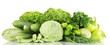 fresh green vegetables isolated on white