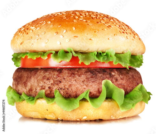 Photo: Hamburger isolated on white background Hamburger isolated on white background