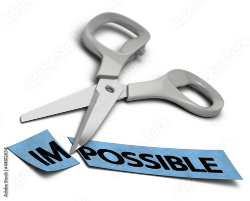 Illustration: impossible vs possible, volonté et réussite impossible vs possible, volonté et réussite