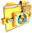 Illustration: folder with golden lock folder with golden lock