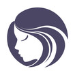 Girl portrait . Vector silhouette icon, monochrome