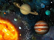 Illustration: Realistic Solar System display contains the Sun and nine planets Realistic Solar System display contains the Sun and nine planets
