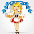 Girl in traditional costume with a glass of beer