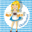Pretty Blond with a glass of beer celebrating Oktoberfest