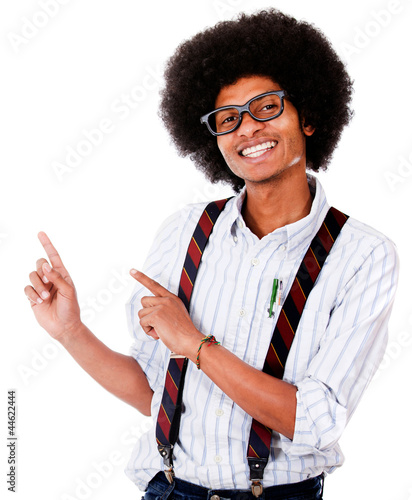Photo: Nerd pointing something Nerd pointing something