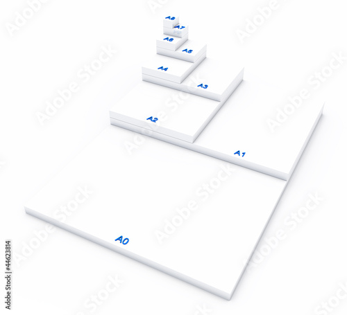 Illustration: 3D DIN Format Konzept A0 bis A8 - Weiß 01 3D DIN Format Konzept A0 bis A8 - Weiß 01