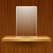 wooden shelf with empty glass box