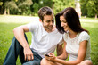 Young couple with smartphone