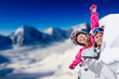 Winter holiday - happy family on the road for winter holidays