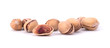 Toasted pistachios closeup on white background
