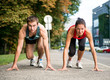 Photo: Rivalry - young couple competing in running Rivalry - young couple competing in running
