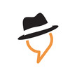 Logo talking, man in the hat # Vector
