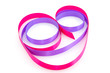 Pink and purple ribbon isolated on white background