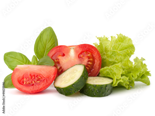 Photo: tomato, cucumber vegetable and lettuce salad tomato, cucumber vegetable and lettuce salad