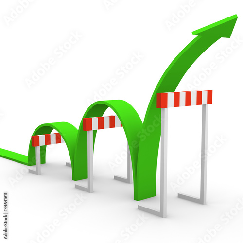 Illustration: Arrow jumping over hurdles Arrow jumping over hurdles