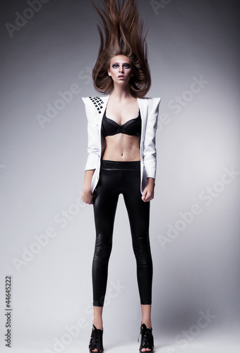 Photo: Peculiar beautiful woman - beauty hair. Motion and expression Peculiar beautiful woman - beauty hair. Motion and expression