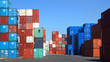 Freight containers in the Le Havre port. France