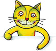 Vector: Kitten with placard or banner for your text Kitten with placard or banner for your text