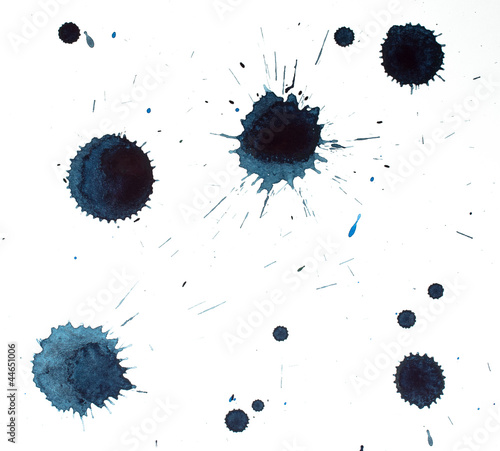 Photo: Blue blots of watercolor paint Blue blots of watercolor paint